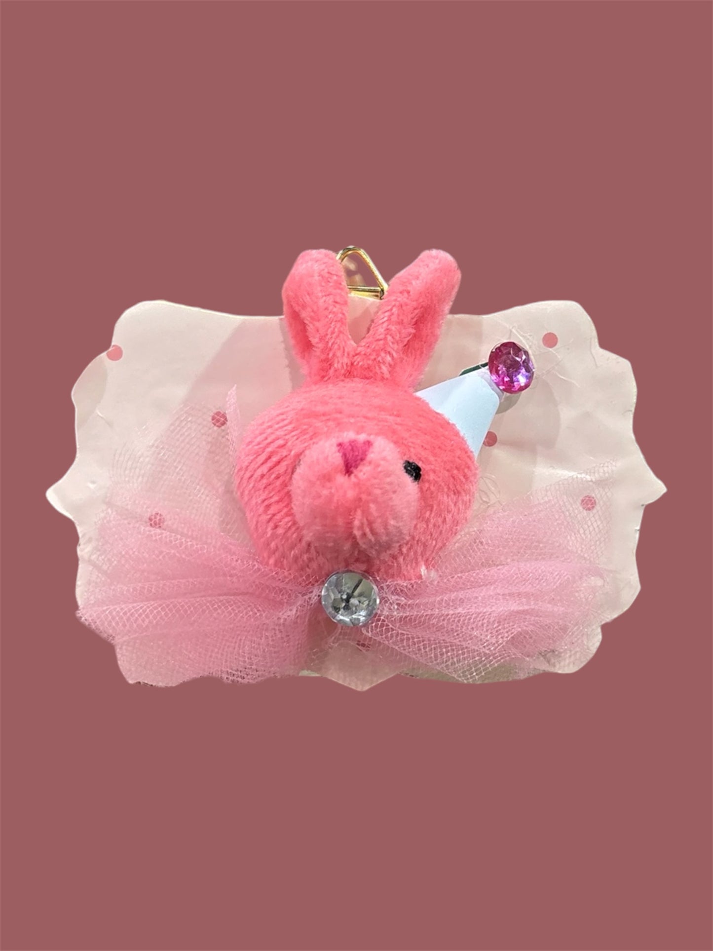 Pink bunny mini plush taxidermy