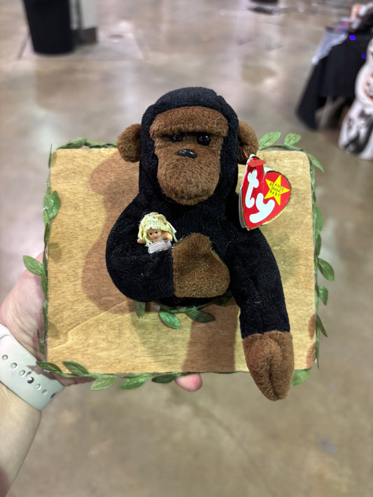Gorilla Holding woman plush taxidermy