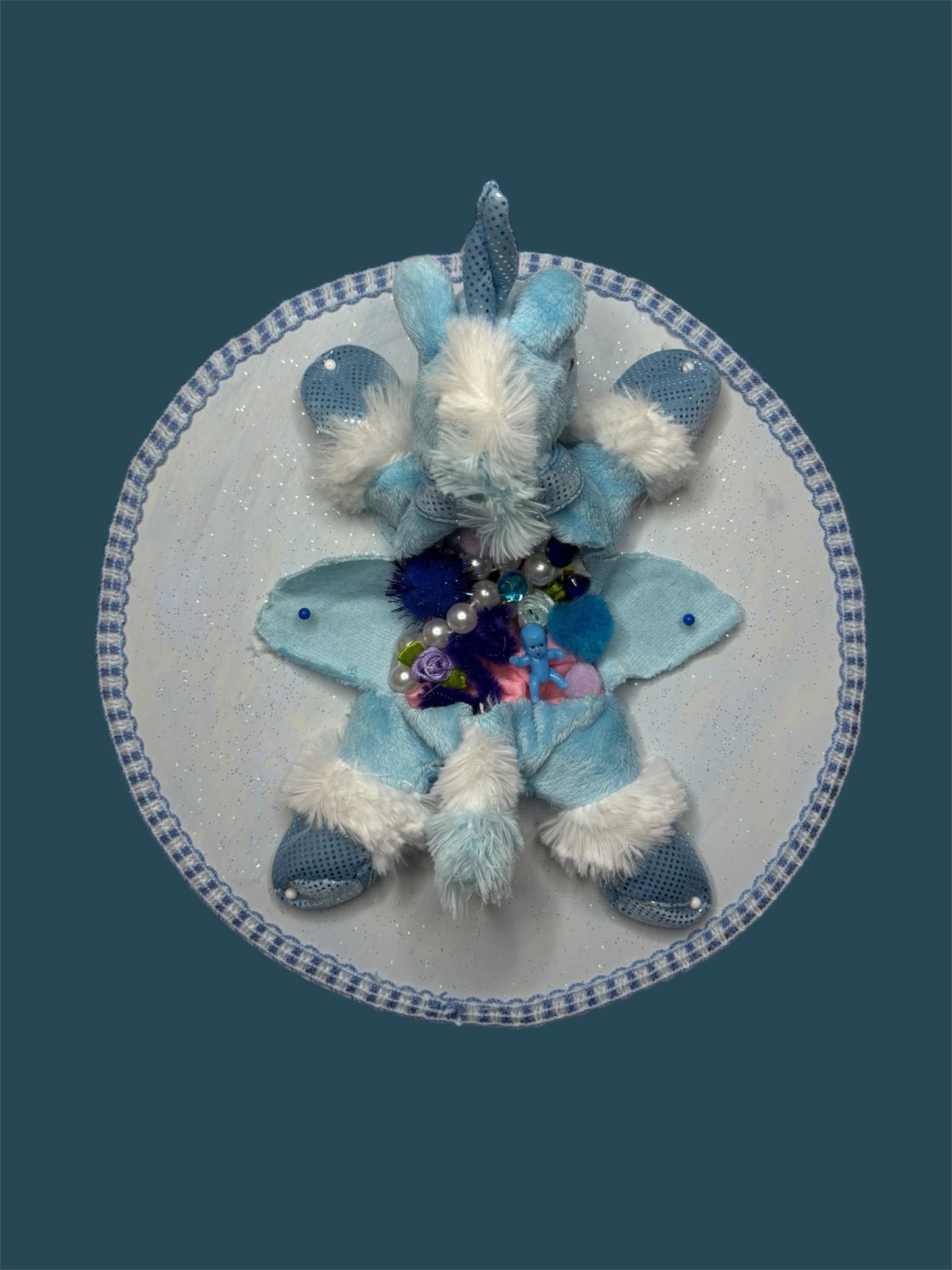 Blue Unicorn Plush Dissection Wall Art