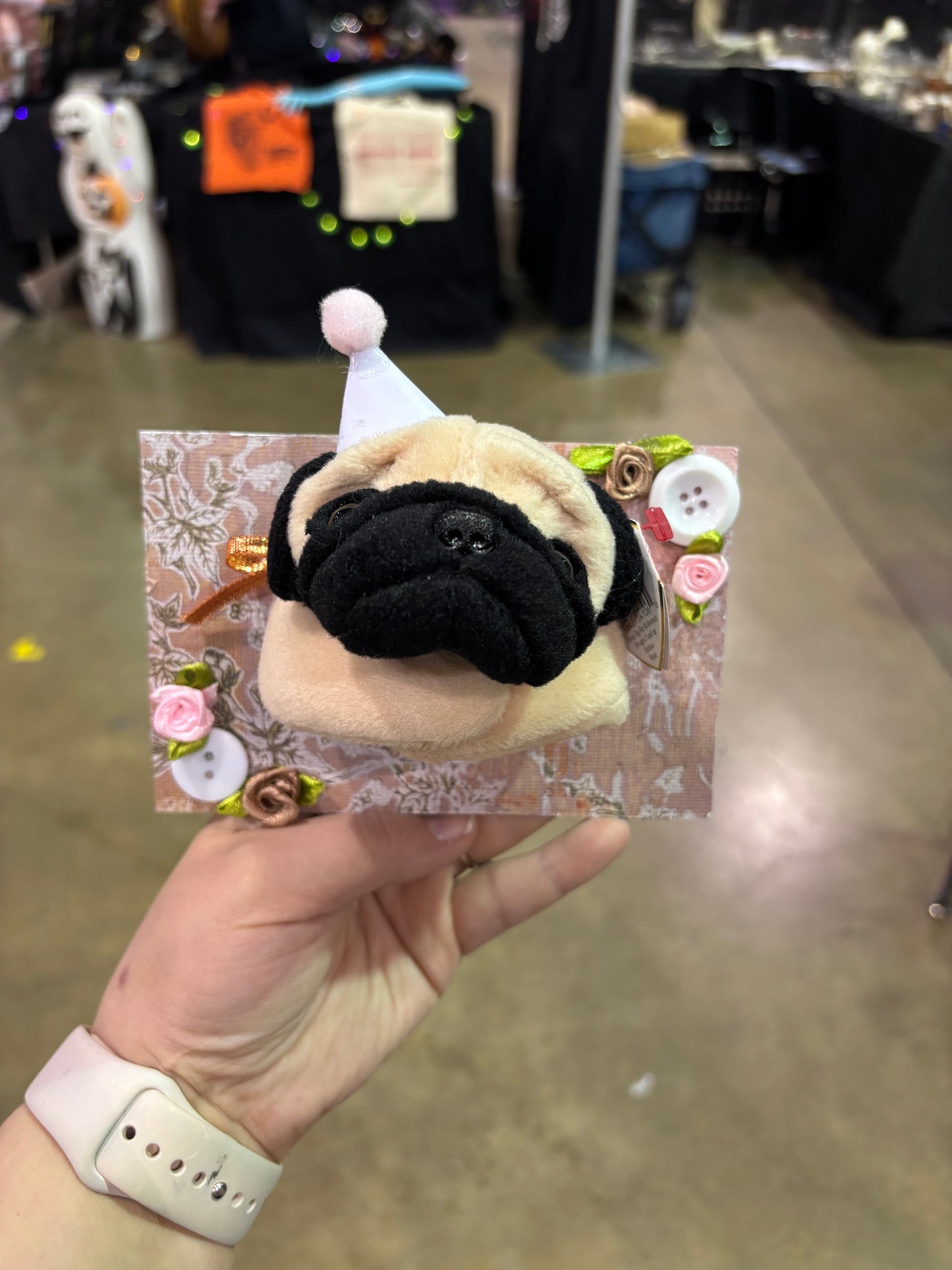 Pug floral plush taxidermy