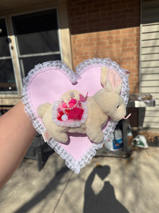 Bunny Pink and White Plush Dissection wall hanging