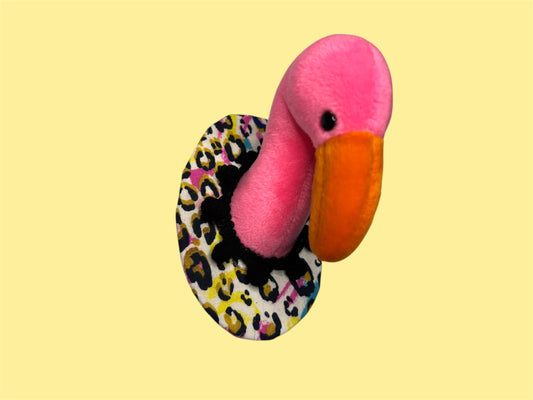 Flamingo Rainbow Plush Taxidermy wall hanging