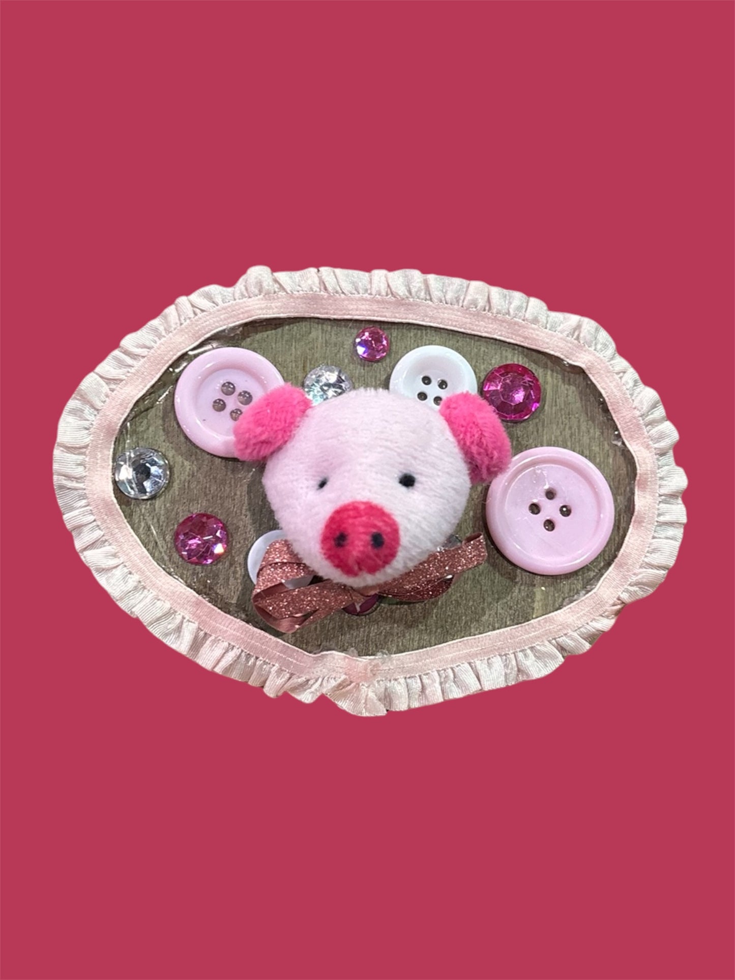 Pink pig mini plush taxidermy