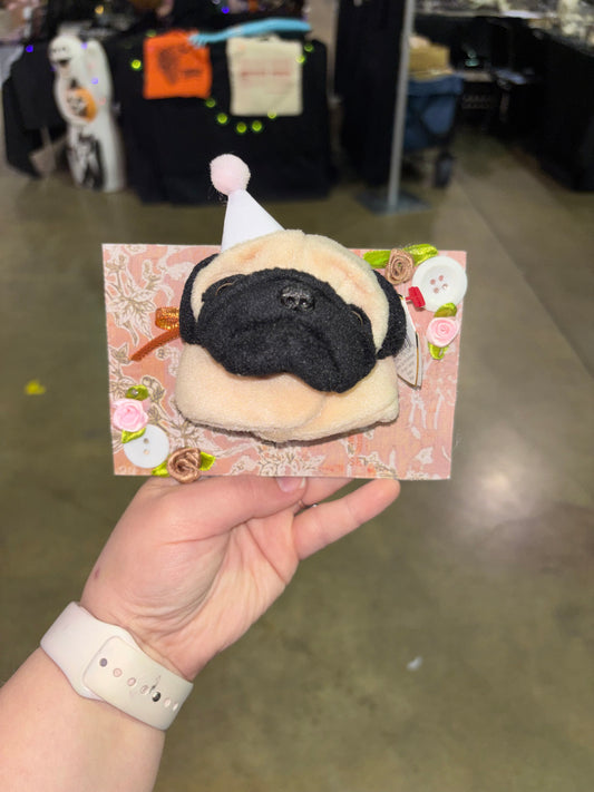 Pug floral plush taxidermy