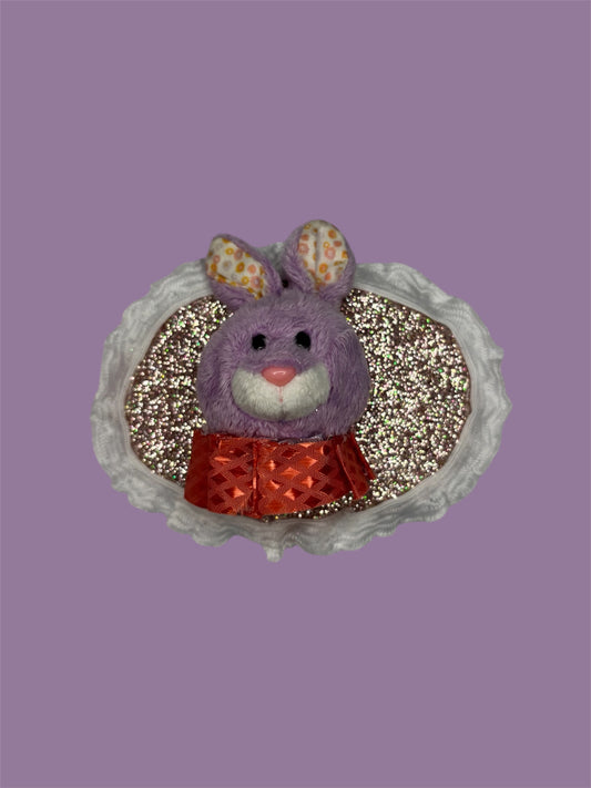 Mini Purple Bunny plush taxidermy wall hanging