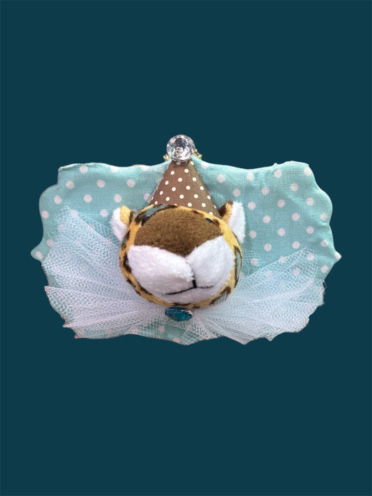 Blue leopard, mini plush taxidermy