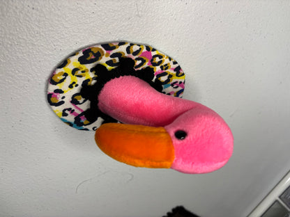 Flamingo Rainbow Plush Taxidermy wall hanging