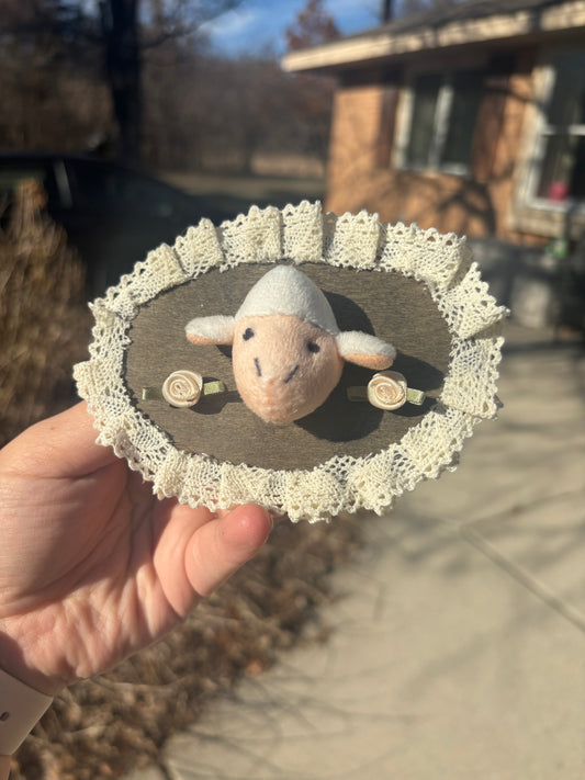 Sheep mini Plush taxidermy wall art