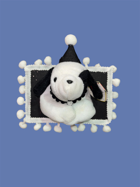 Black and white dog plush taxidermy