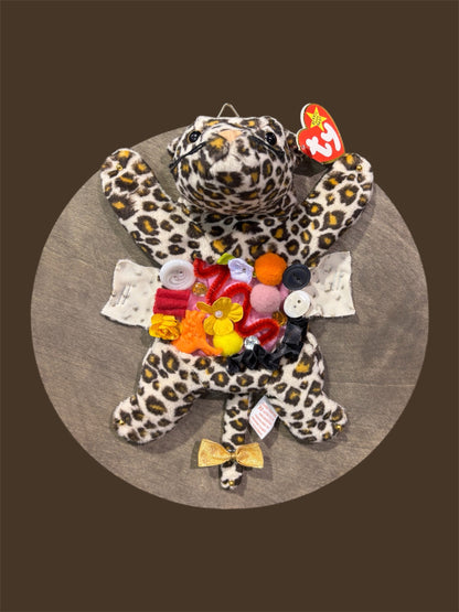 Leopard dissection gold bow