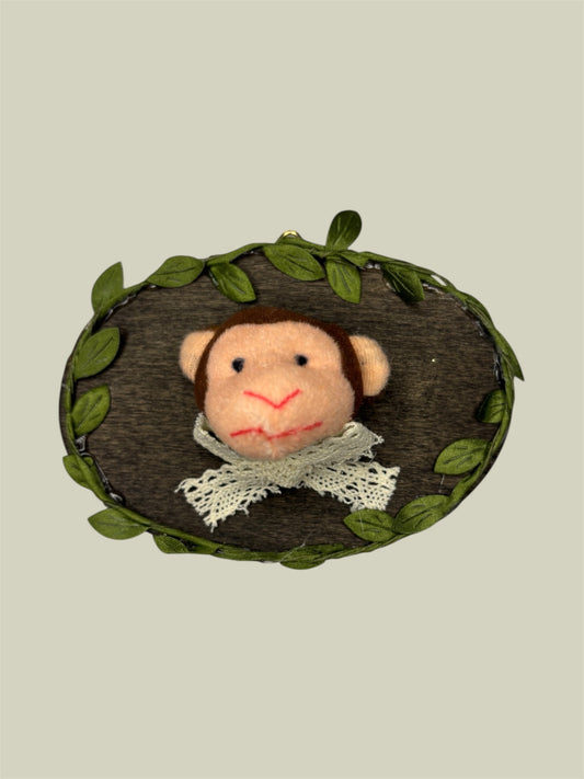 Mini monkey plush taxidermy wall hanging