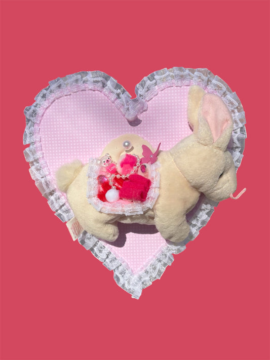 Bunny Pink and White Plush Dissection wall hanging