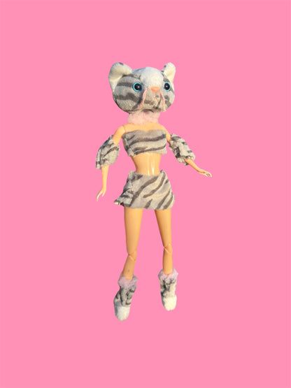 Gray and Pink Baddie Cat