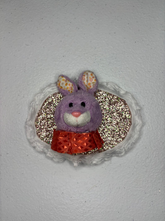 Mini Purple Bunny plush taxidermy wall hanging
