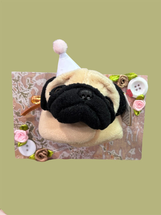 Pug floral plush taxidermy